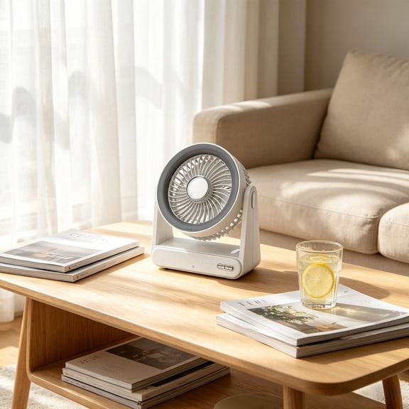 Rechargeable Desk Fan Aromatherapy Portable USB Fan 4 Speeds Quiet Mini Desktop Fan LED Night Light Gray