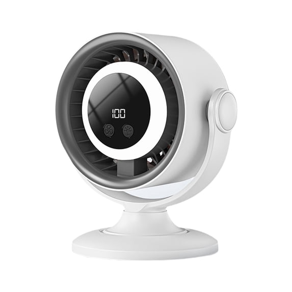 Rechargeable Desk Fan, Portable Mini Table Fan with LED Light and Digital Display, Stepless Speed Control USB-C Fan for Office, Bedroom, Home, Travel