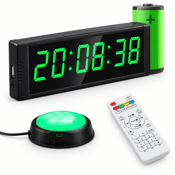 Rechargeable Digital Gym Timer Clock with Stopwatch and Countdown for Home Fitness