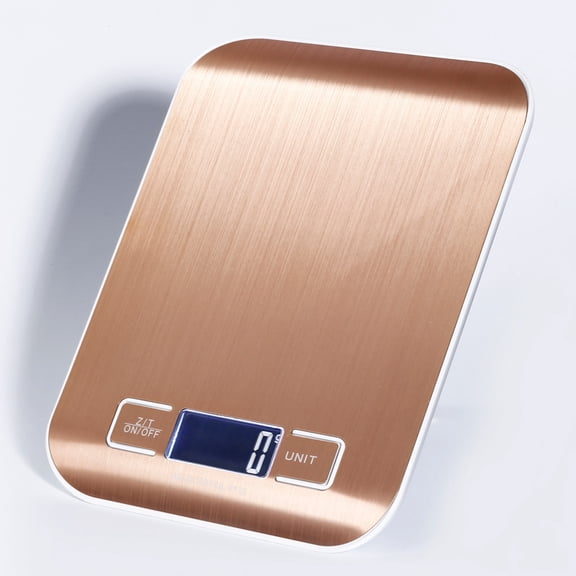 Rechargeable Digital Kitchen Scale – Stainless Steel Electronic Food Scale, Precision Weighing Tare/Unit Conversion, Portable Small Counter Scale 3kg/5kg/10kg, Gold/Silver