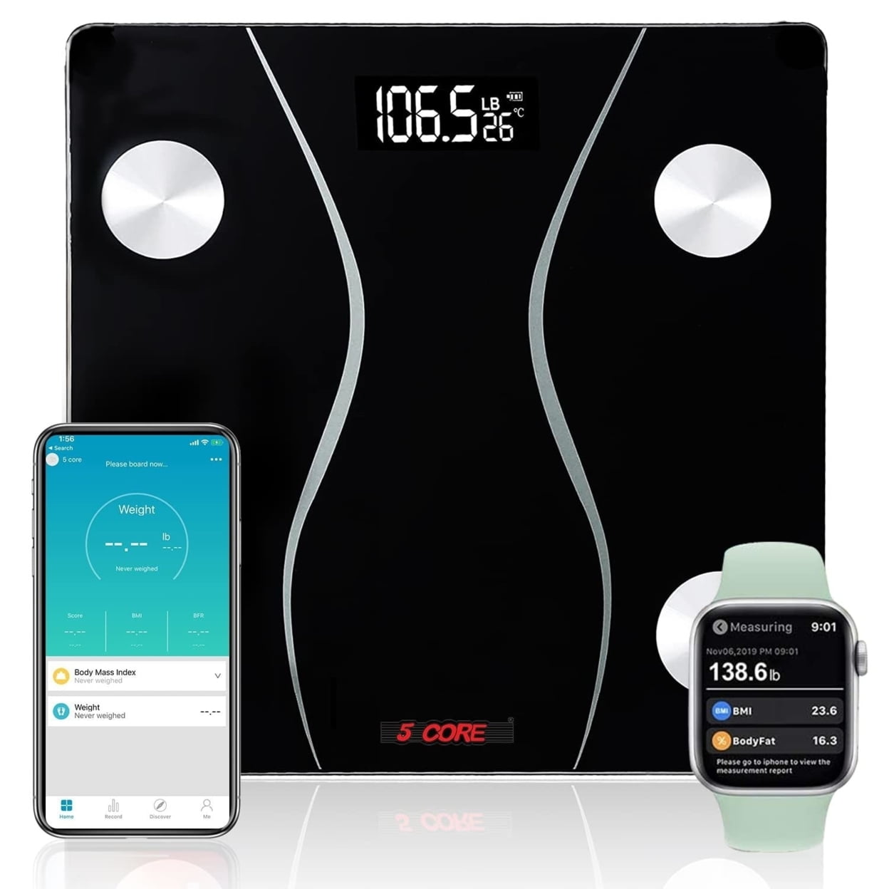 5 Core Rechargeable Digital Scale for Body Weight, Precision