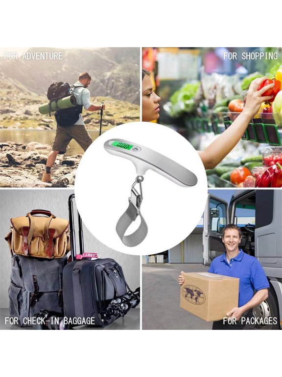 Rechargeable Digital Travel Scale with Strap for Luggage Suitcase Baggage Weighing, Weight Max up to 110 Lbs/50kg & LCD Display Screen Design