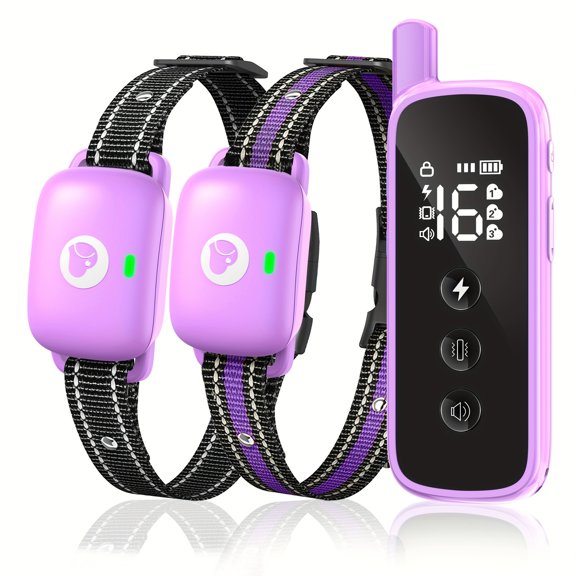 Rechargeable Dog Training Collar w/ Remote, Beep, Vibration & Shock Modes, Security Lock, 2600ft Range, for All Breeds