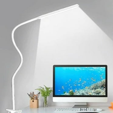Rechargeable Dual Head LED Desk Lamp 3 Lighting Modes 180° Adjustable Gooseneck Clip Light for Night Reading Working Crafting with Amber Warm White Cool Light Portable Eye Care Study Lamp