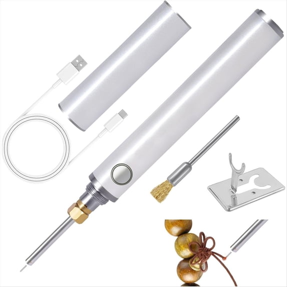 Rechargeable Dual-Heating Thread Burner Kit, Cordless Thread Zapper with Replacement Tip, for Jewelry Making,Beading