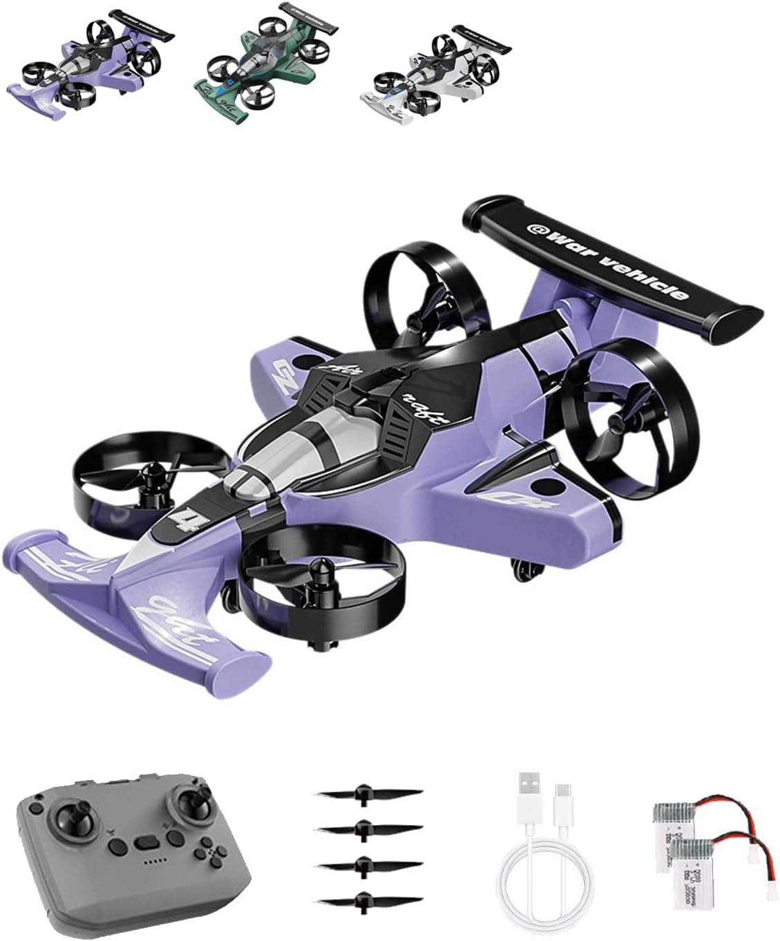 Rechargeable Dual-Mode Car Drone, 2 in 1 Flying RC Car Drone, 360° High Speed Drift Stunt Cars, 3 Speeds Adjustable, Dual Land & Air Modes, Cool Light Show