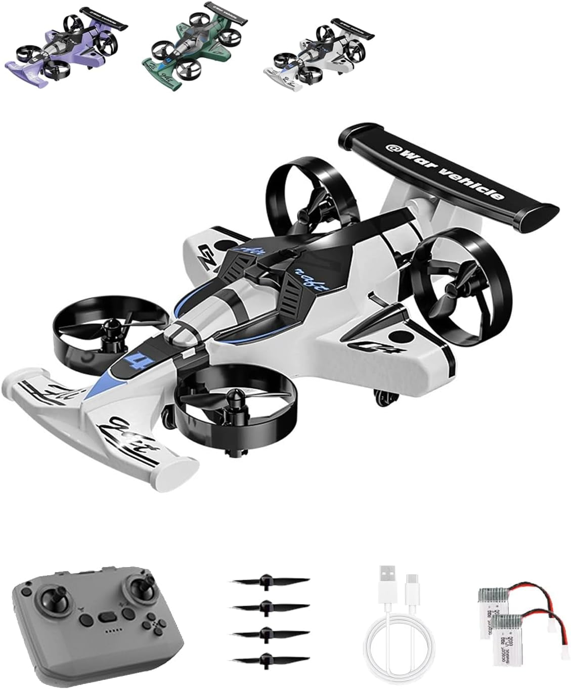 Rechargeable Dual-Mode Car Drone, 2 in 1 Flying RC Car Drone, 360° High Speed Drift Stunt Cars, 3 Speeds Adjustable, Dual Land & Air Modes, Cool Light Show