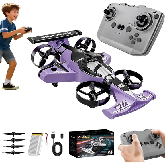 Rechargeable Dual-Mode Car Drone, 2-in-1 Flying Car & Stunt Drone with 2.4ghz Stable Signal, 360° Stunt Flips, Usb Charging, Led Lights & Impact-Resistant, Toy for Kids & Adults (C,1 Battery)