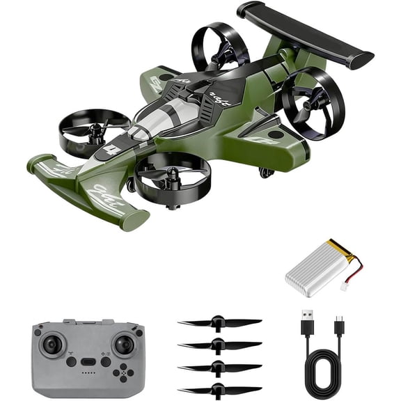 Rechargeable Dual-Mode Car Drone, 2 in 1 Flying RC Car Drone with 360° Stunt, 2.4Ghz Remote Control Vehicle for Indoor Outdoor Play