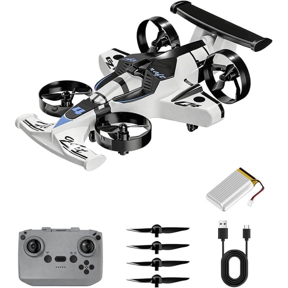Rechargeable Dual-Mode Car Drone, 2 in 1 Flying RC Car Drone with 360° Stunt, 2.4Ghz Remote Control Vehicle for Indoor Outdoor Play