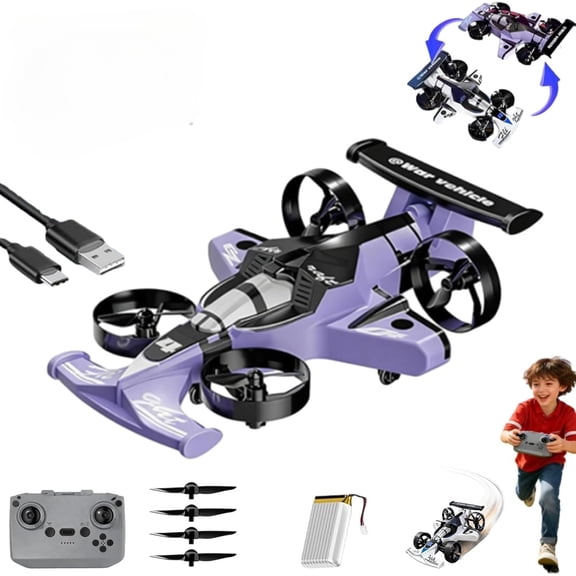 Rechargeable Dual-Mode Car Drone, 2-in-1 Flying RC Car with Land & Air Modes, 360° Flip Tricks, LED Stunt Effects, High-Speed Driving & Flying Impact-Resistant Toy