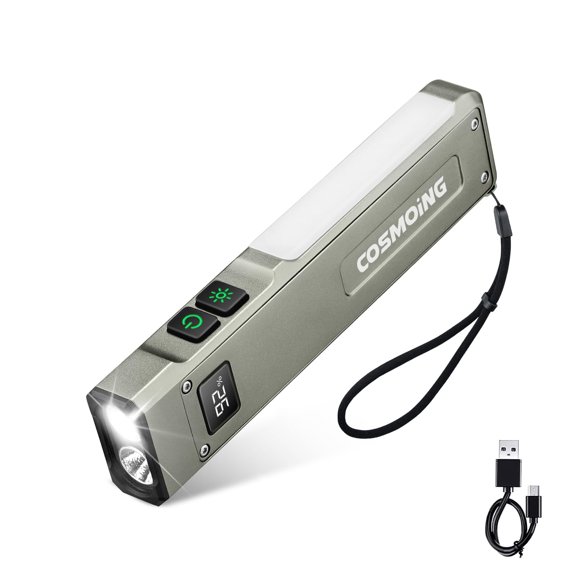 Rechargeable EDC Flashlight, 1800 Lumens Flat Flashlight 9 Mode with White LED/UV/RGB Modes, Magnetic Clip-on Pocket Flash Lights for Camping, Emergency, Repair, Pet Urine Detection, Working - Black