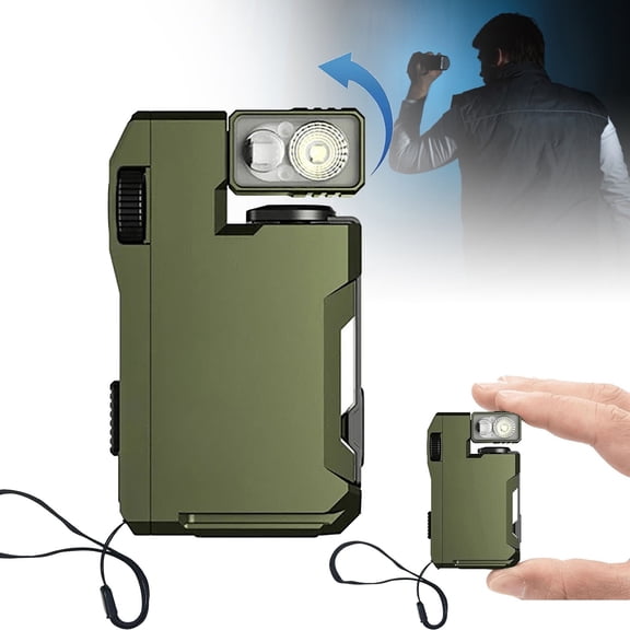 Rechargeable EDC Flashlight, 400 Lumens Pocket-Sized Flashlight with 180Â° Rotatable Head, Base, RGB, Clip-On Hands-Free Light for Camping, Hiking, Emergency, Repair