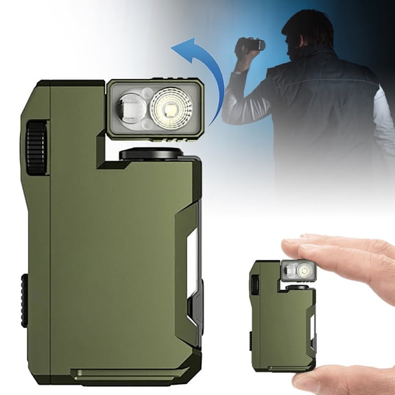Rechargeable EDC Flashlight, 400 Lumens Pocket-Sized Flashlight with 180Â° Rotatable Head, Base, RGB, Clip-On Hands-Free Light for Camping, Hiking, Emergency, Repair