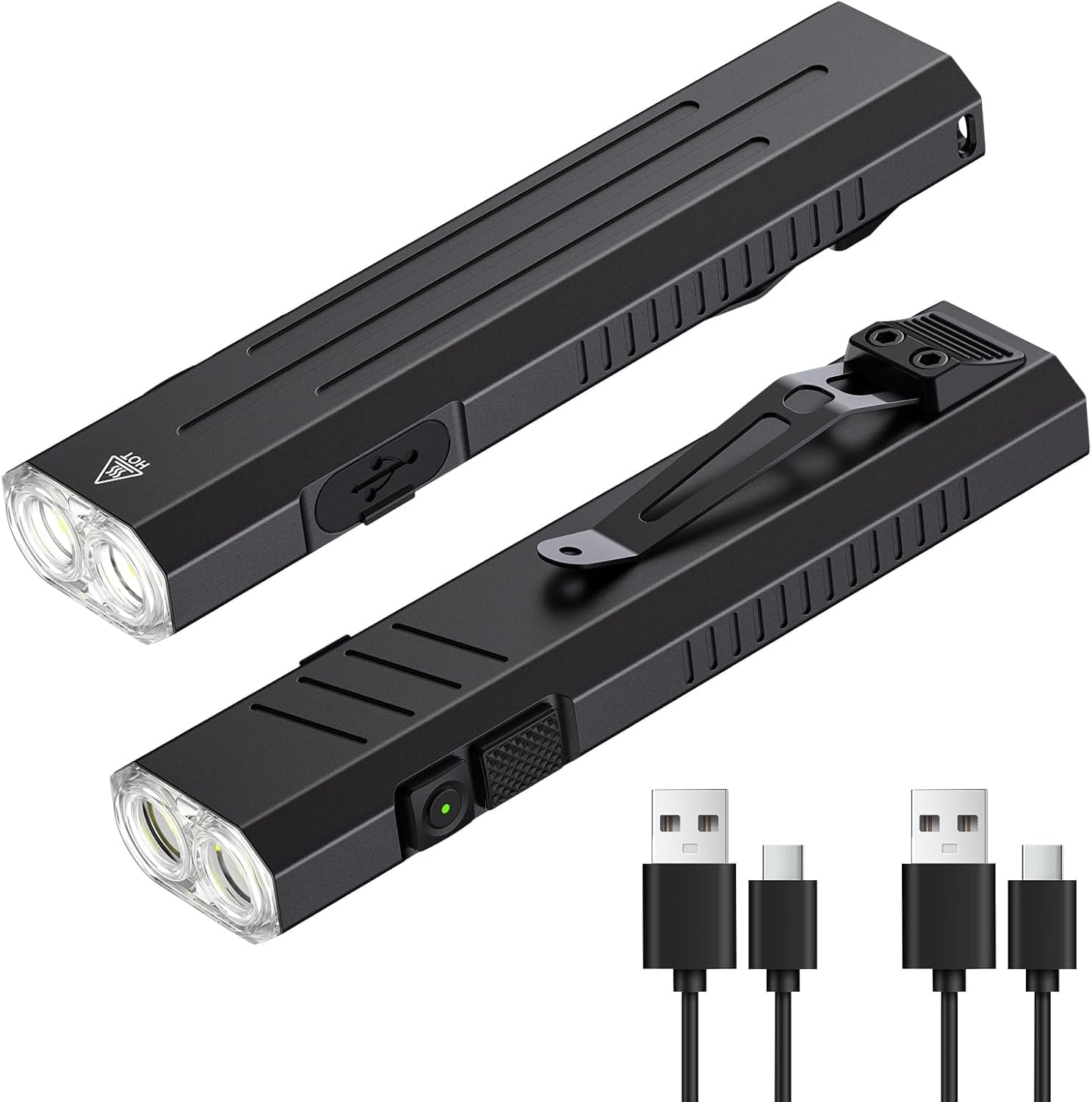 Rechargeable EDC Flashlight 912 Lumens, 2-Pack Mini Magnetic LED Flashlights with SOS for Camping & Emergency