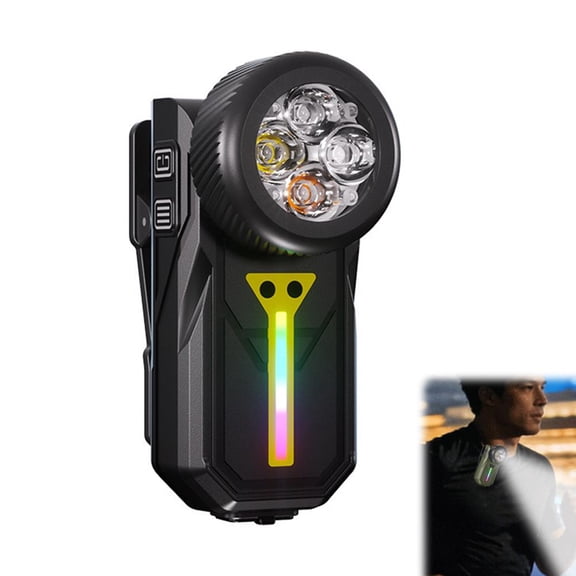 Rechargeable EDC Flashlight with Gesture Sensing, 4LED Motion Cilp Flashlights, 250-600 Lumens Rechargeable Clip on Light, 90 Adjustable Magnetic Pocket Flashlight for Emergency