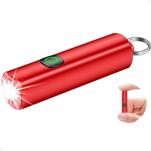 Rechargeable EDC Flashlight, Mini Flash Light with 3 Lighting Modes, Memory Function, , Compact and Portable Pocket Light for Everyday Carry, ,Camping-Red