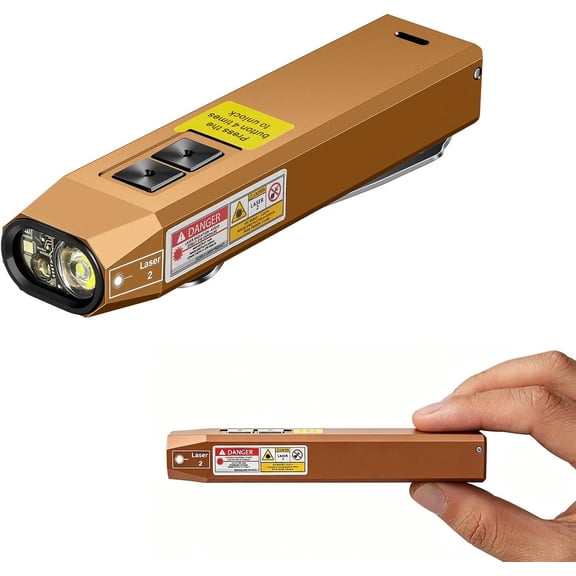 Rechargeable EDC Flashlight USB C with White Light, UV and Green Beam 1000 Lumens Portable Flat Flashlight,Programming dimming,for Night Duty, Repair Brown