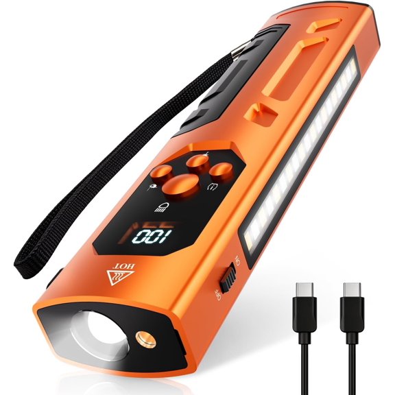 Rechargeable EDC Flashlight with , Flat LED Flashlight with Base and Clip, SOS&RGB Modes, Flameless , Pocket Size for , Camping, Hiking, Working
