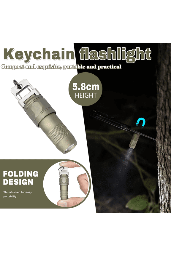 Rechargeable EDC Keychain Flashlight - 80 Lumens LED USB-C Portable Light with Magnetic Base for Pocket Keyring Bag Emergency Use
