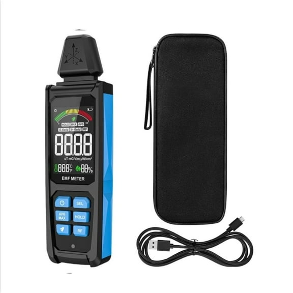 Rechargeable EMF Detector 5-in-1 Radiation Meter with LCD for Electric, Magnetic & RF Fields, WiFi, 5G, Home & Office Safety Monitoring