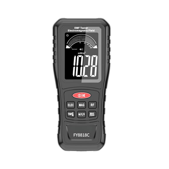 Rechargeable EMF Meter, 4-in-1 Electromagnetic Field Radiation Tester with Temperature & RF Measurement, LCD Display, Sound-Light Alert for Home and Professional Use