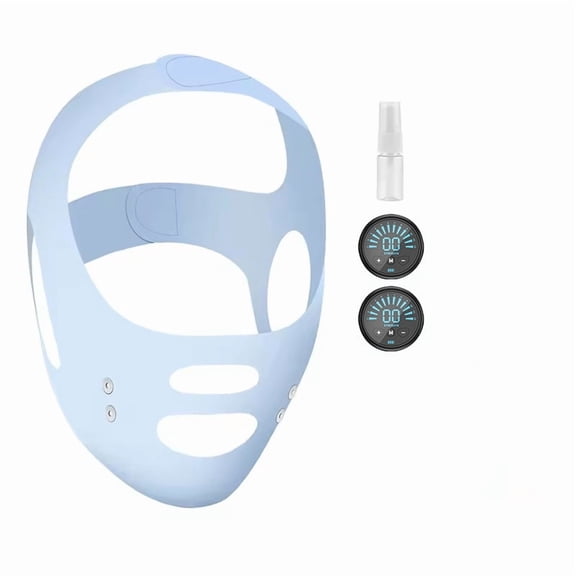 Rechargeable EMS Facial Contouring Mask with 36 Pulse Levels, Foldable High-Elasticity Muscle Support Device with Digital Controller for Daily Physical Comfort and Relaxation