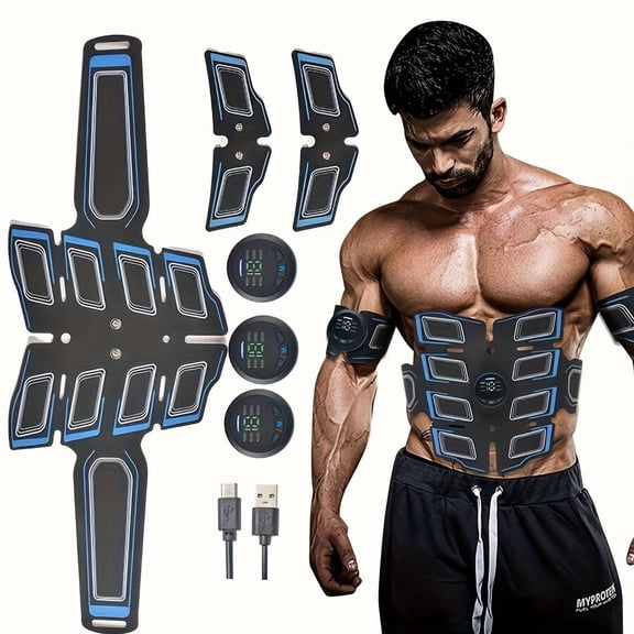 Rechargeable EMS Fitness Belt - 6 Modes, 18 Intensity Levels for Muscle Training, ABS Stimulator & Physical Therapy, Lithium Battery, Ideal Gift for Men & Women