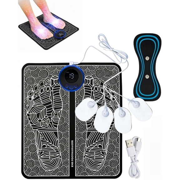 Rechargeable EMS Foot Massager for Feet, Foot Stimulator Mat with Remote Control, Adjustable Modes and Intensity for Tired Feet, Daily Relaxation and Circulation Support(Standard Version)