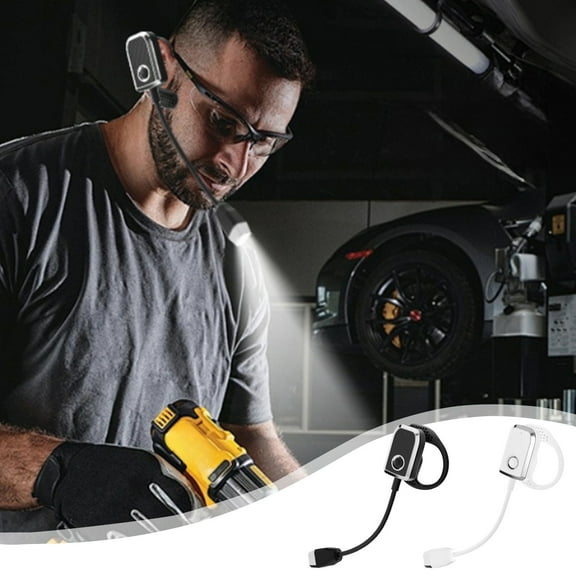 Rechargeable Ear Hanging LED Reading Lamp | 360° Flexible Adjustable Arm | Lightweight Portable Book Craft Light | Non-Glare Eye-Friendly | Black/White | USB Charging | 14.7x3.3x2.7cm | 3 Color