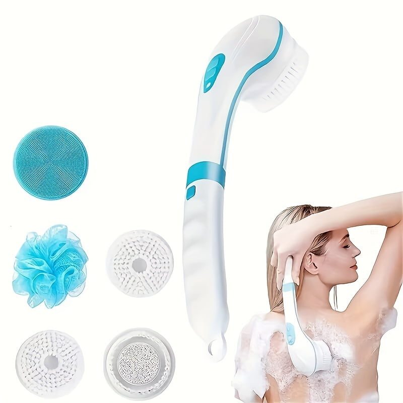 Rechargeable Electric Bath Brush, Back Clean Long Handle Exfoliation Clean Scrub Brushes ...