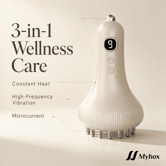 Rechargeable Electric Body Massager with Heat, Vibration and Microcurrent, 9 Intensity Levels, USB-C