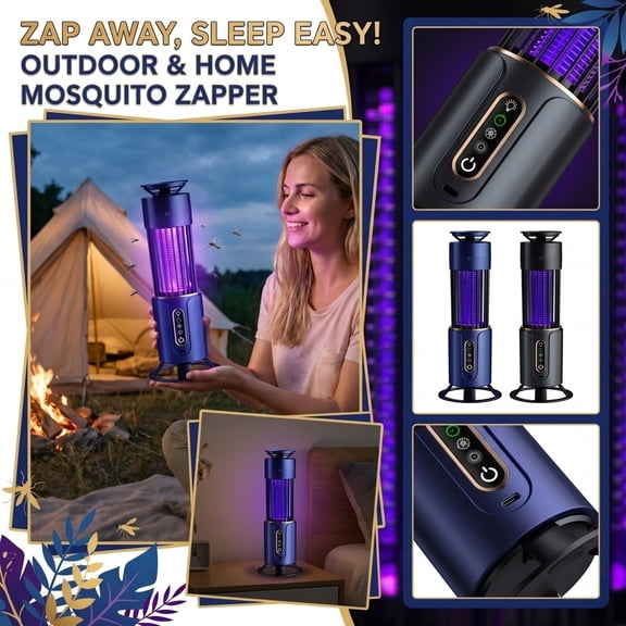 Rechargeable Electric Bug Zapper Lamp, Purple LED Light Shock Mosquito Trap, Cordless Indoor Outdoor Camping Portable Insect Killer,A