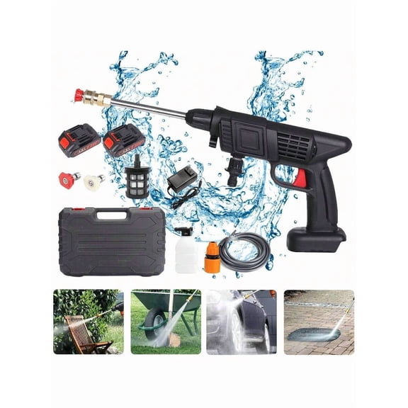 [Rechargeable Electric Cleaning Tool] Cordless High-Pressure Car Washer Gun- Portable Rechargeable Electric Cleaning Tool With 435PSI Water Gun, Foam Cannon