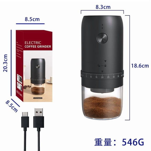 Rechargeable Electric Coffee Grinder Adjustable Settings Hand Pour Over Portable Burr Mill for Home Use Cordless Grinding