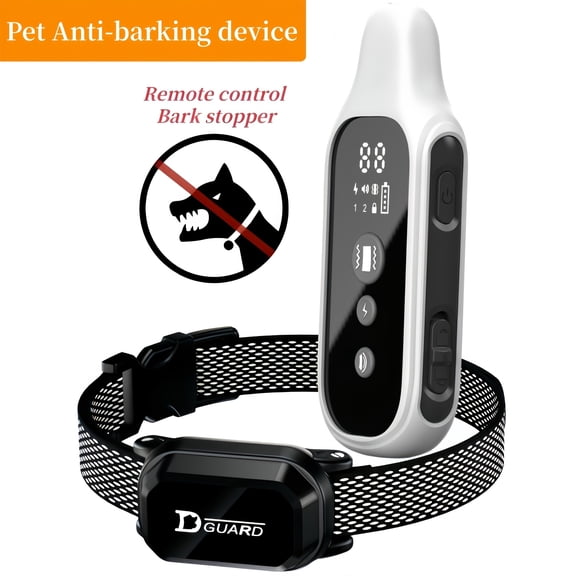 Rechargeable Electric Dog Training Collar with Remote, Vibration & Shock, Anti-Bark Device for All Dog Sizes, Stops Barking, Biting, Chasing