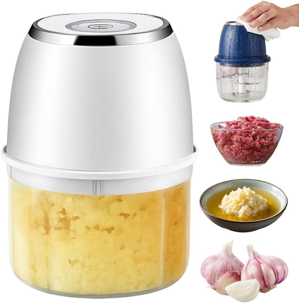 Rechargeable Electric Garlic Chopper, 350ml Compact Mini Portable Food Processor For Household Kitchen Cooking