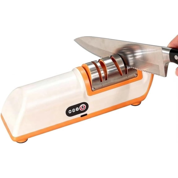 Rechargeable Electric Knife Sharpener, 2-Stage System with Diamond Abrasive Wheels, Cordless
