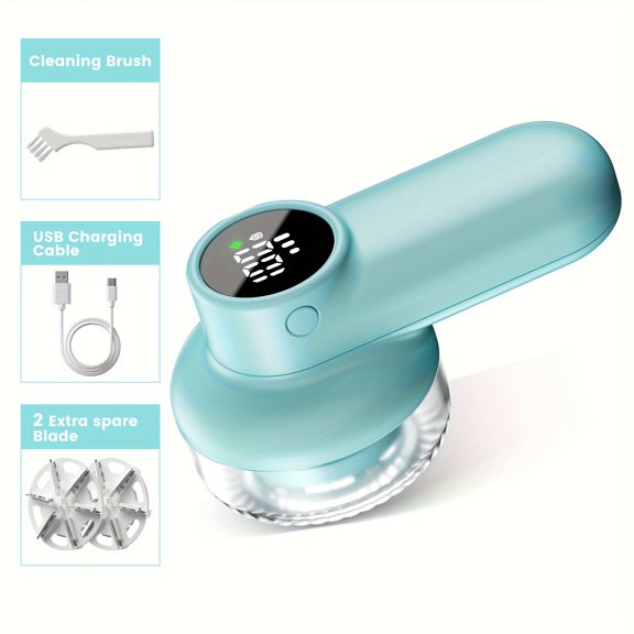 Rechargeable Electric Lint Remover Fabric Shaver - Digital Display, 6-Leaf Blades & Safety Lock, 3-Speed Defuzzer for Removing Fuzz/Pills From Clothes, Garments, Furniture & Sofa