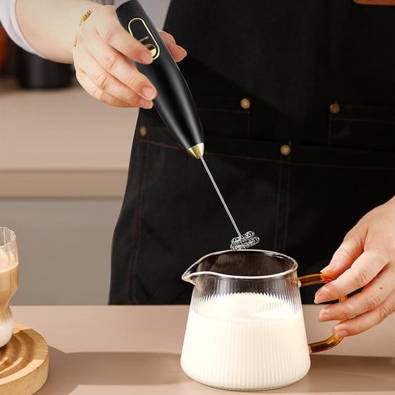 Rechargeable Electric Milk Frother Handheld Coffee Whisk Cappuccino Foam Maker Portable Kitchen Tool for Drinks 1-Pack
