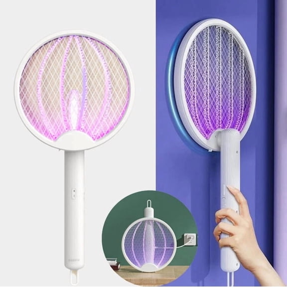 Rechargeable Electric Mosquito Fly Swatter Zapper Racket Bug Insect Killer Lamp, Safe Double Protection Net, for Home, Patio, and Camping