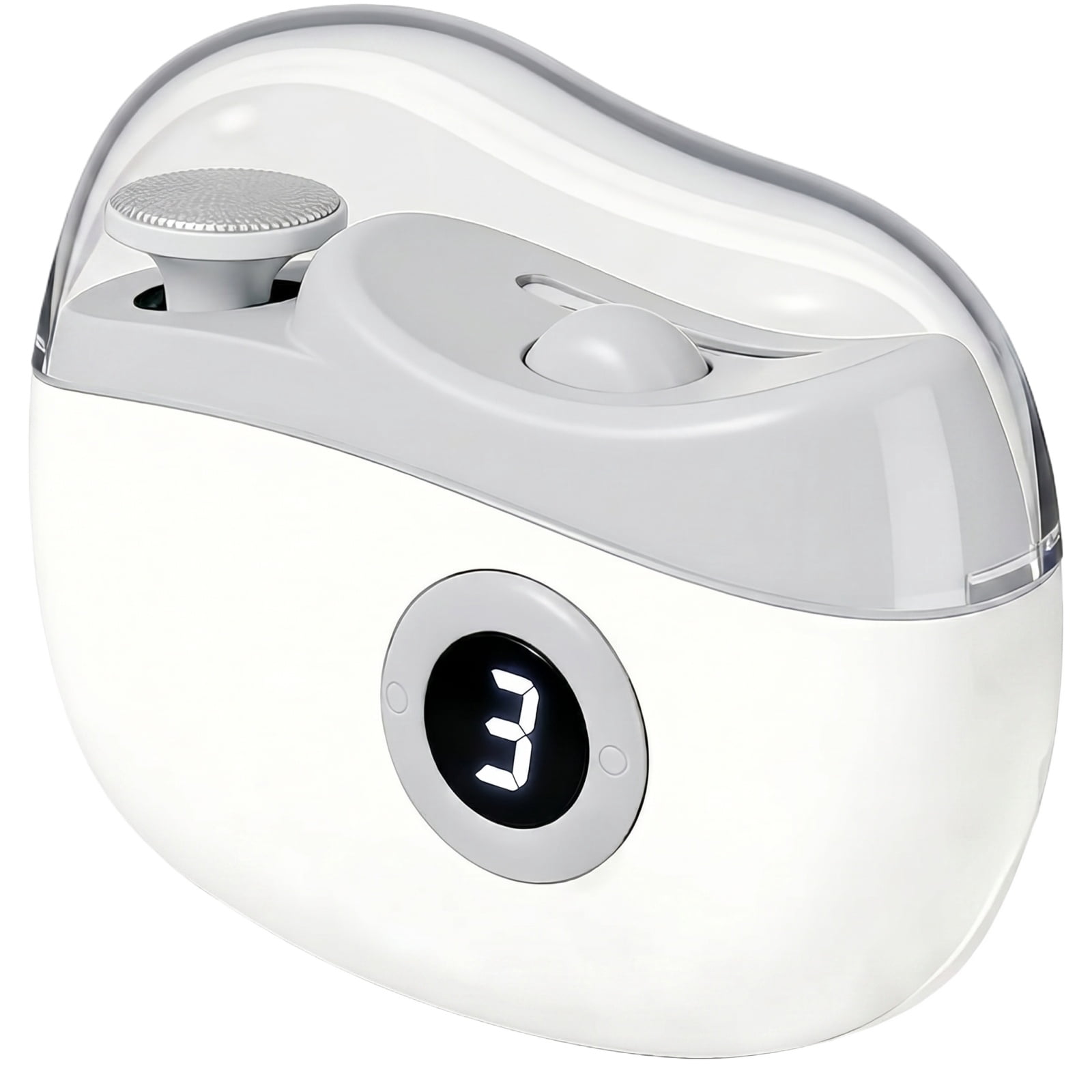 Rechargeable Electric Nail Clipper with LED Light & 3-Speed LCD Display, Automatic Nail Trimmer and Polisher for Adults, Seniors & Babies, Low Noise, Mess-Free with Nail Catcher,White