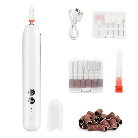 Rechargeable Electric Nail Drill Kit with Multiple Grinding Heads - 3 - Speed Adjustable, Low Noise & Portable for Manicure/Pedicure
