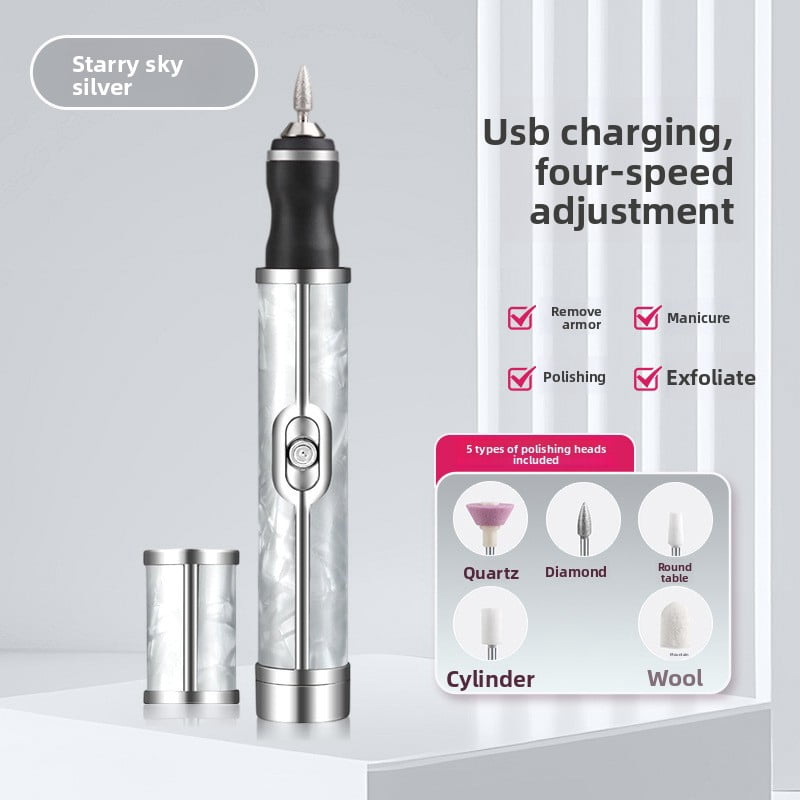 Rechargeable Electric Nail Drill Machine - Portable Cordless Nail File Efile for Acrylic Gel Nails, Manicure Pedicure Tool with 6 Bits & 3 Speed Adjustment, Professional Home Nail Art Polisher