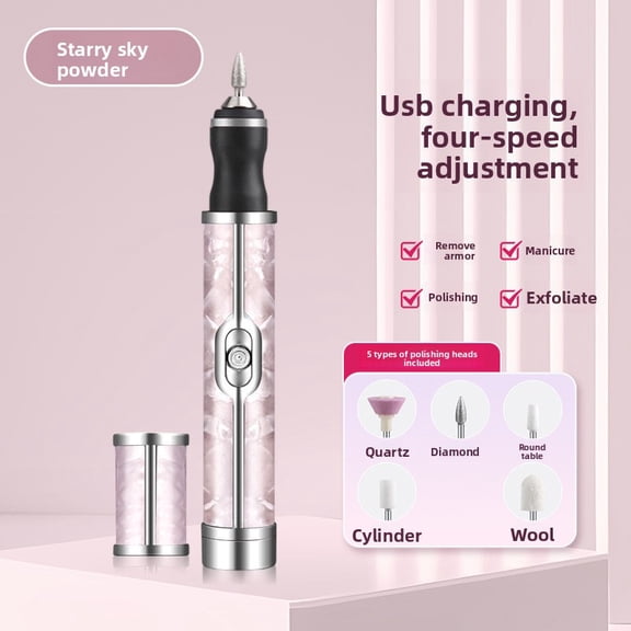 Rechargeable Electric Nail Drill Machine - Portable Cordless Nail File Efile for Acrylic Gel Nails, Manicure Pedicure Tool with 6 Bits & 3 Speed Adjustment, Professional Home Nail Art Polisher