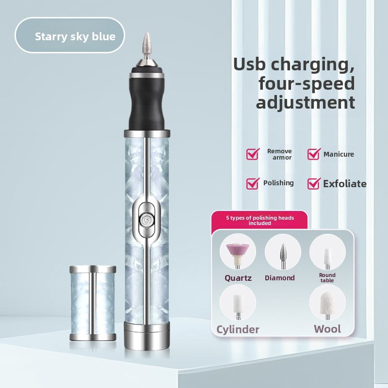 Rechargeable Electric Nail Drill Machine - Portable Cordless Nail File Efile for Acrylic Gel Nails, Manicure Pedicure Tool with 6 Bits & 3 Speed Adjustment, Professional Home Nail Art Polisher