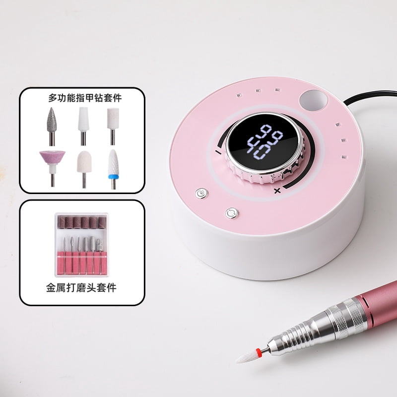Rechargeable Electric Nail Drill - Portable Wireless Nail File Kit, with 6 drill bits, professional manicure and pedicure tool, suitable for removing acrylic gel, shaping and polishing at home.