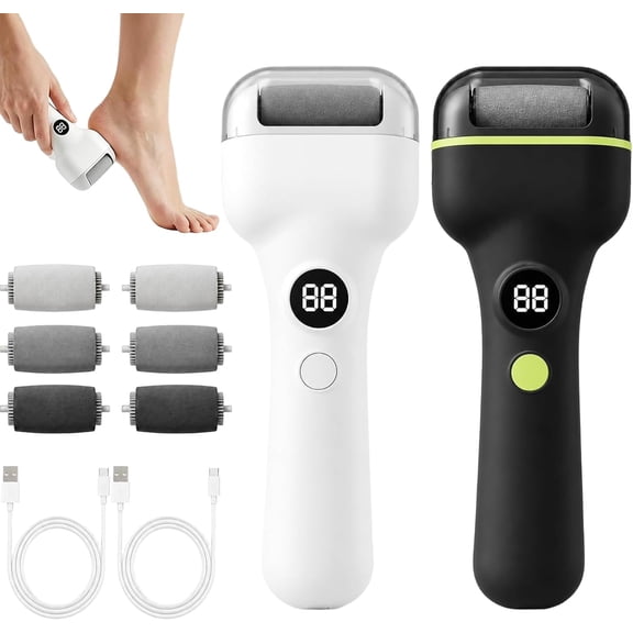 Rechargeable Electric Pedicure Tool with Smart Pressure Sensor,Smart Pressure‑Sensor Rechargeable Foot Callus Remover with 3 Roller Heads, Remove Dead Skin for Cracked Heels