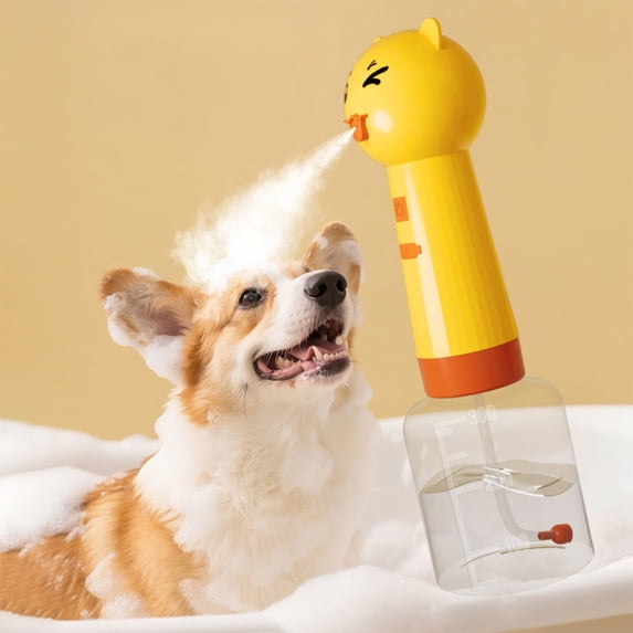 Rechargeable Electric Pet Shampoo Foamer - Soap Dispenser with Quick Foam Generation, Multi-pet Bathing Essential for Dogs and Cats, Yellow