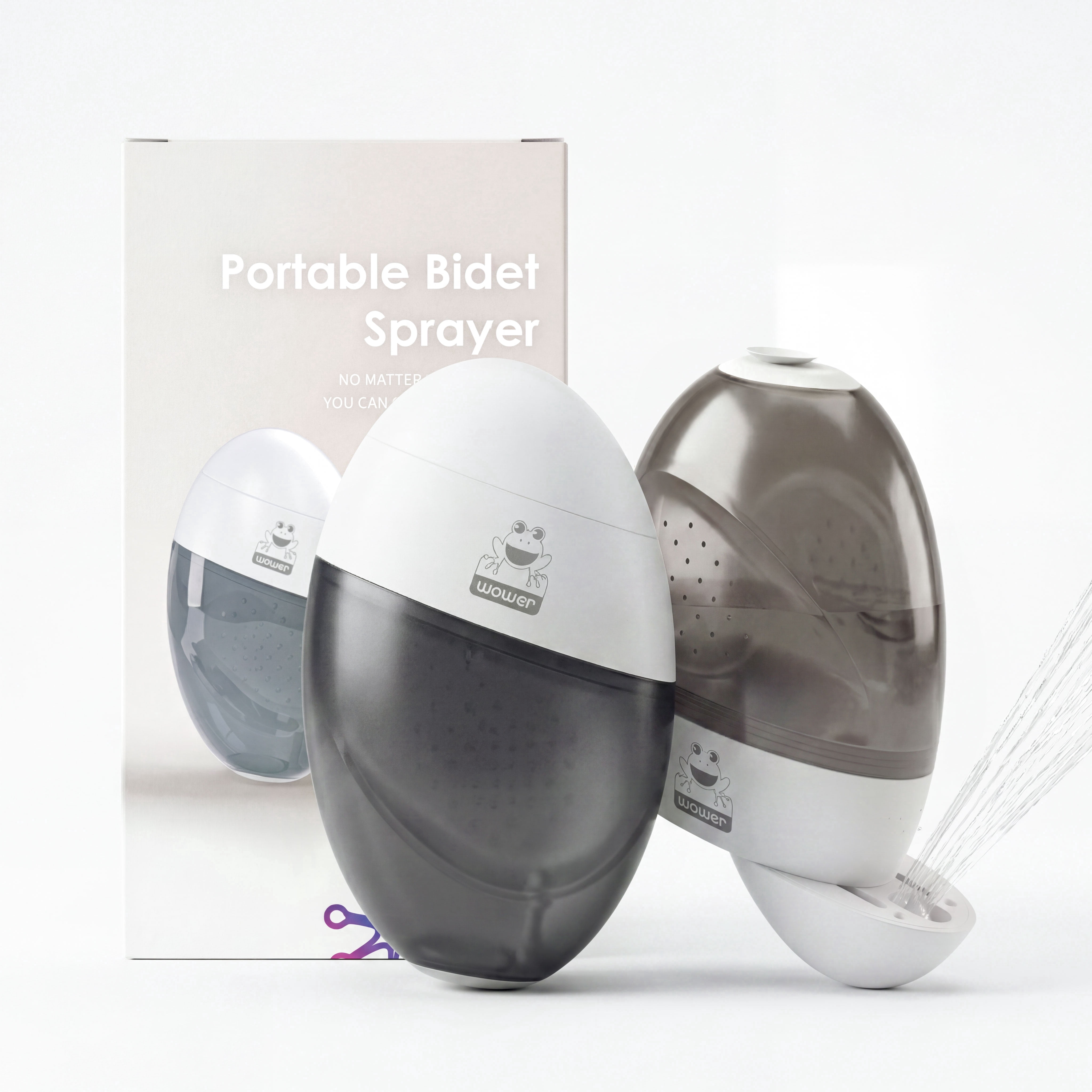 WOWER Rechargeable Electric Portable Bidet for Women, Handheld Travel Bidet Sprayer with 300mL Water Tank, USB Charging, 2 Adjustable Spray Modes